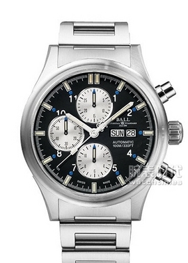 波爾戰(zhàn)火勇士系列CM1090C-LJ-BKBE黑色配白色副表盤鋼帶