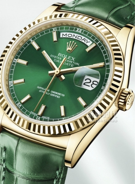 劳力士星期日历型118138绿色表盘手表_外观